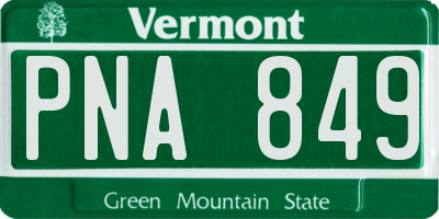VT license plate PNA849