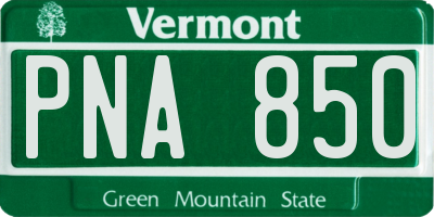 VT license plate PNA850
