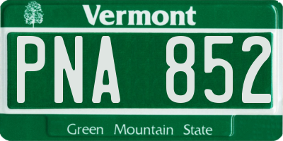 VT license plate PNA852
