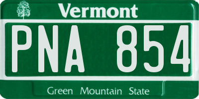 VT license plate PNA854