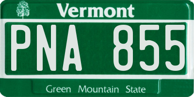 VT license plate PNA855
