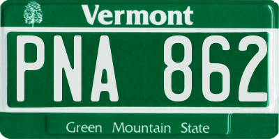VT license plate PNA862