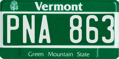 VT license plate PNA863