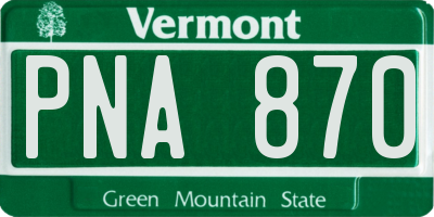 VT license plate PNA870