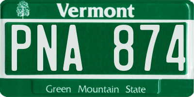 VT license plate PNA874