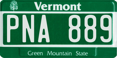 VT license plate PNA889