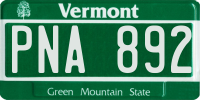 VT license plate PNA892