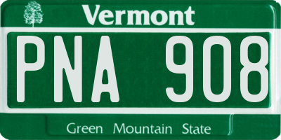 VT license plate PNA908