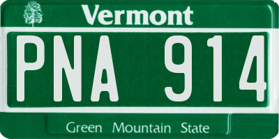 VT license plate PNA914