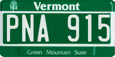 VT license plate PNA915