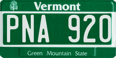 VT license plate PNA920