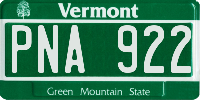 VT license plate PNA922