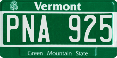 VT license plate PNA925