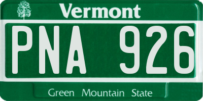 VT license plate PNA926