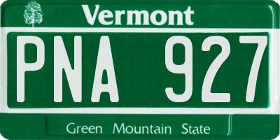 VT license plate PNA927