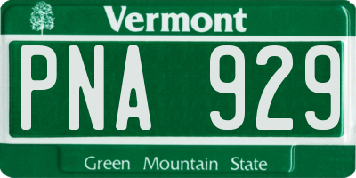 VT license plate PNA929