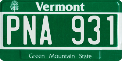 VT license plate PNA931