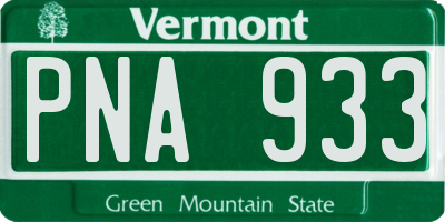 VT license plate PNA933