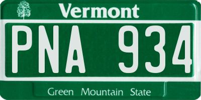 VT license plate PNA934