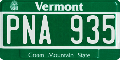VT license plate PNA935