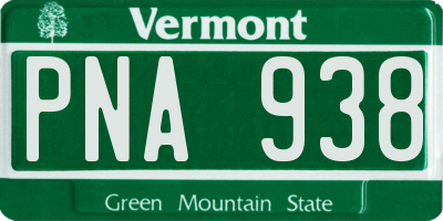 VT license plate PNA938