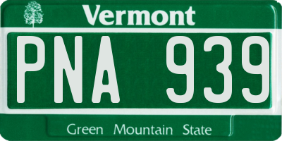 VT license plate PNA939