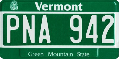 VT license plate PNA942