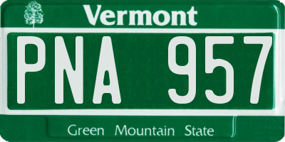 VT license plate PNA957