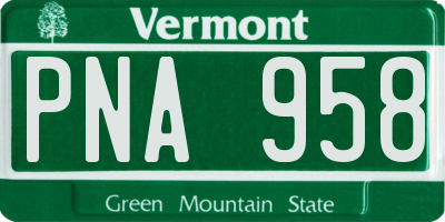 VT license plate PNA958