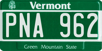 VT license plate PNA962