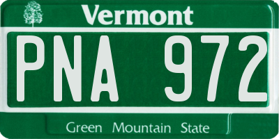 VT license plate PNA972
