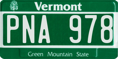 VT license plate PNA978