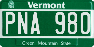 VT license plate PNA980