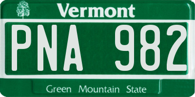 VT license plate PNA982