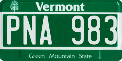 VT license plate PNA983