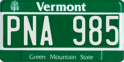 VT license plate PNA985