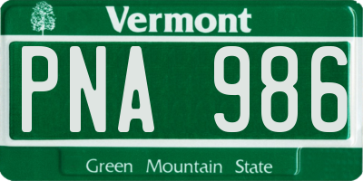 VT license plate PNA986