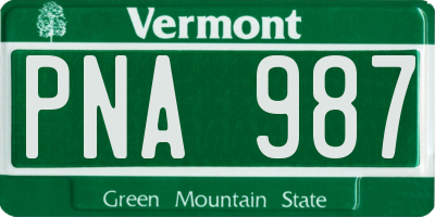 VT license plate PNA987