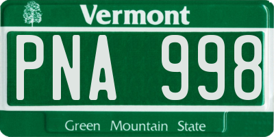 VT license plate PNA998