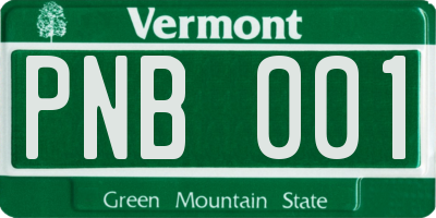 VT license plate PNB001