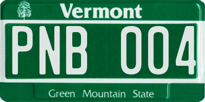 VT license plate PNB004