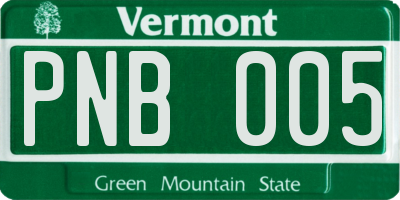 VT license plate PNB005