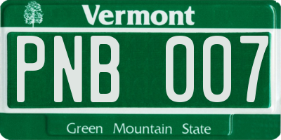VT license plate PNB007