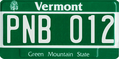 VT license plate PNB012