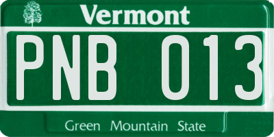 VT license plate PNB013