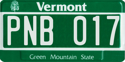 VT license plate PNB017
