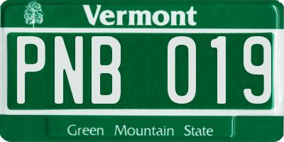 VT license plate PNB019