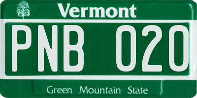 VT license plate PNB020