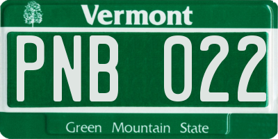 VT license plate PNB022