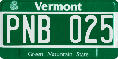 VT license plate PNB025